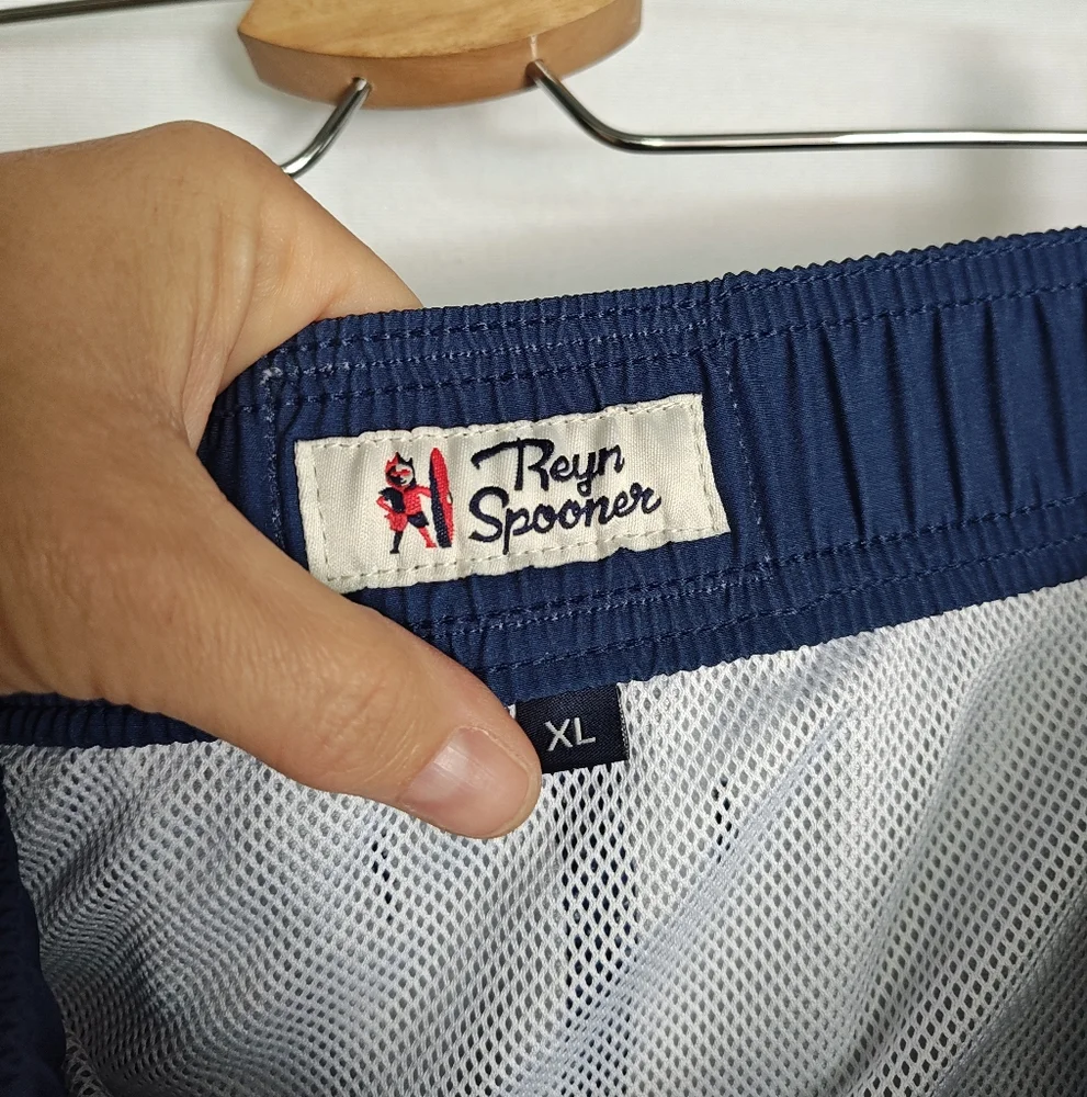 Reyn Spooner Swim Trunks Standard Blue Red Stripe Net Liner 6